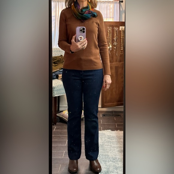 Talbots brown sweater Lightweight scoopneck chevron pattern Size Small petite - Picture 13 of 13